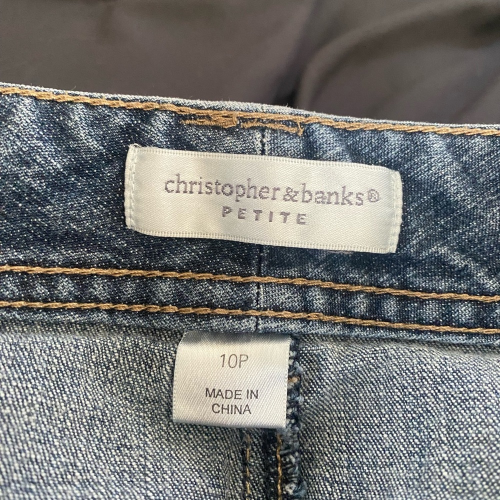 Christopher & Banks Blue Jeans for women petite 10 this are more capri / flood